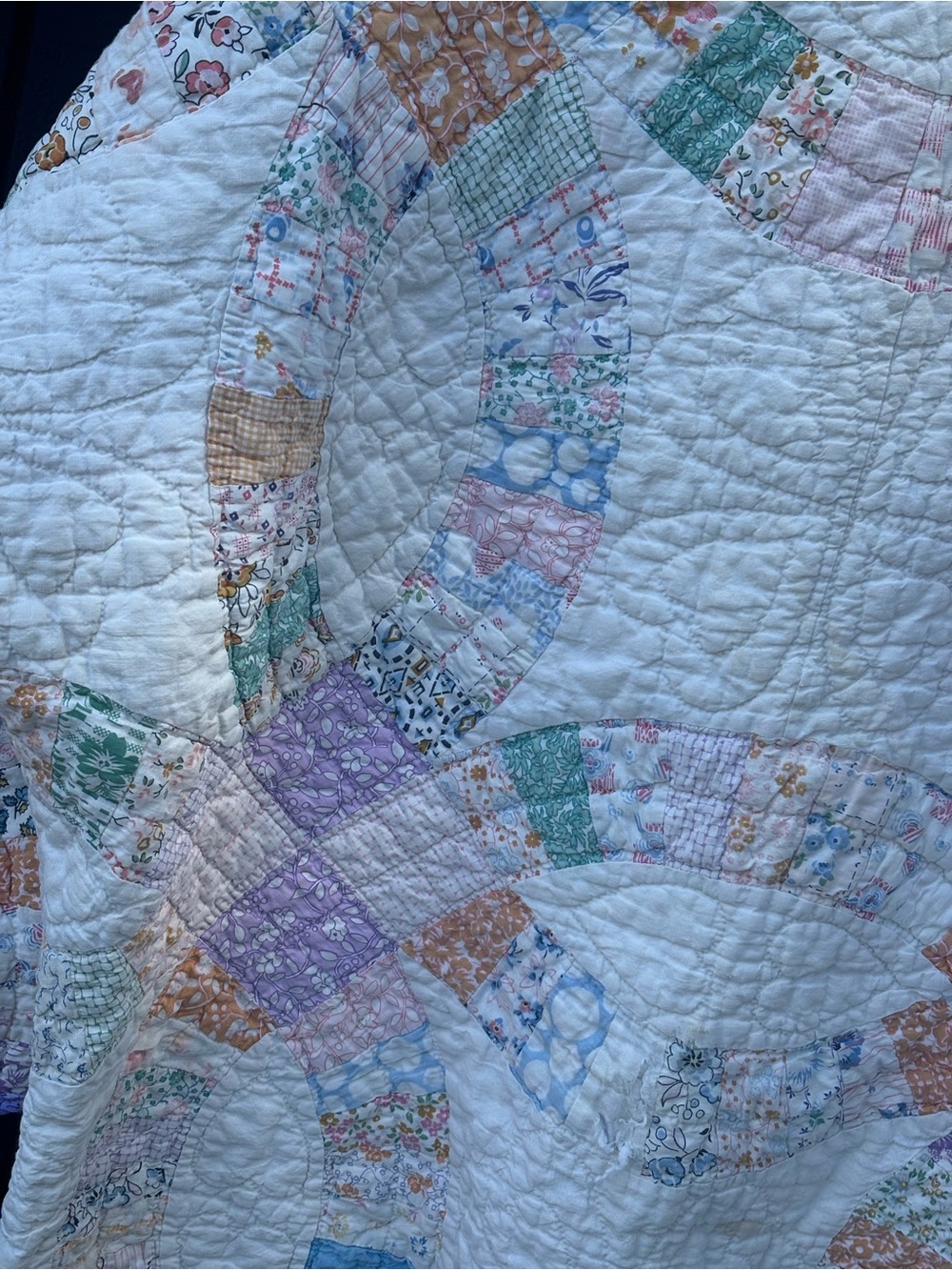 Vintage Handmade Hand Quilted Pastel Patchwork Quilted Jacket - Light Multicolor - Picture 6 of 10